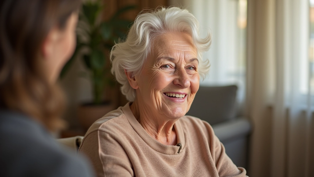 Older woman smiling during conversation