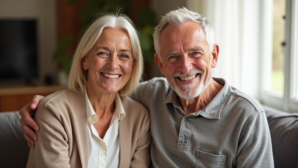 Two people sitting together in a living room, relaxed and comfortable conversation